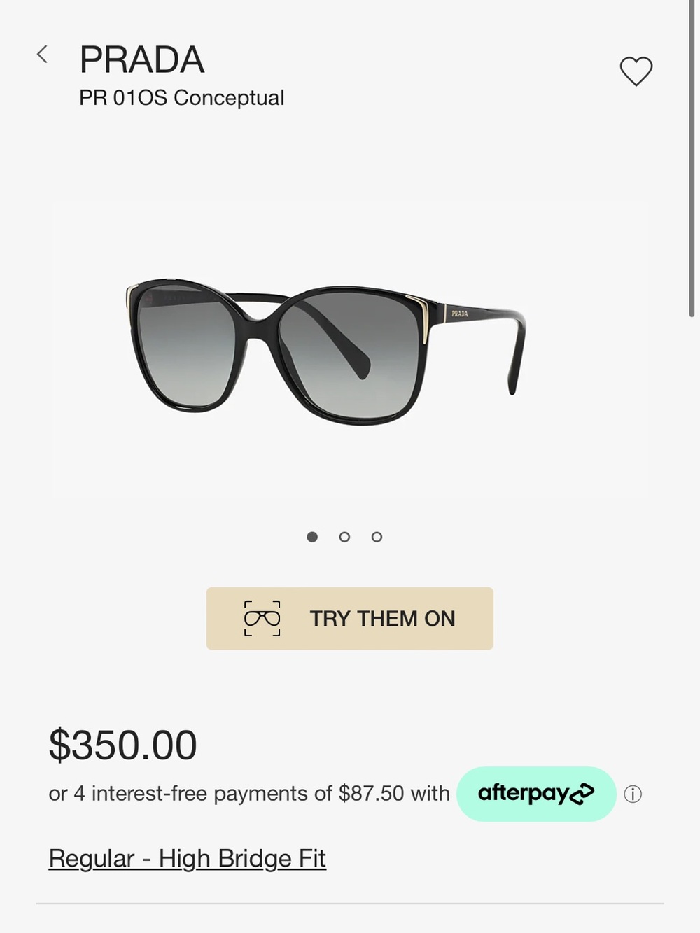 Prada 01OS Black Sunglasses with Gray Gradient Lenses
